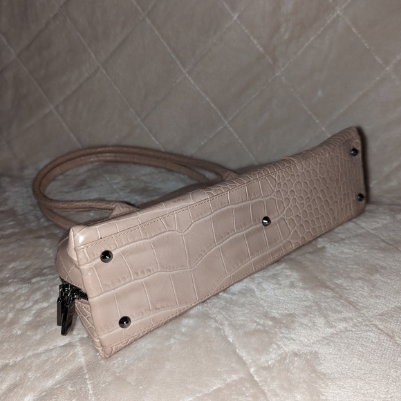 Furla Croc Embossed Beige Leather Satchel - Picture 3 of 15